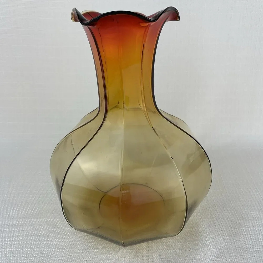 Vintage Tiara Amberina Vase 8